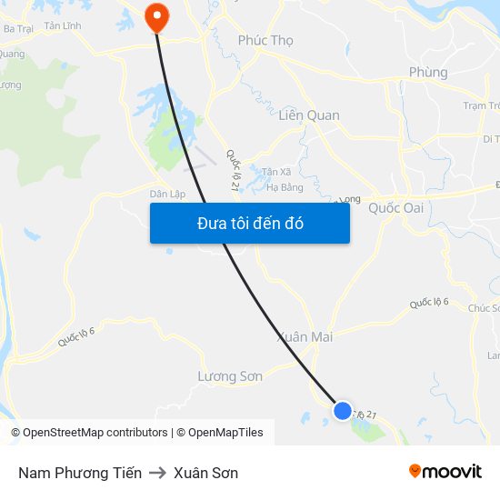 Nam Phương Tiến to Xuân Sơn map