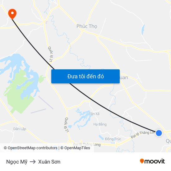 Ngọc Mỹ to Xuân Sơn map