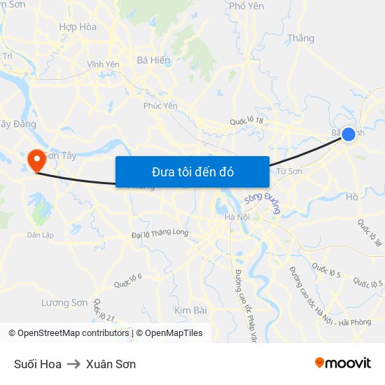 Suối Hoa to Xuân Sơn map