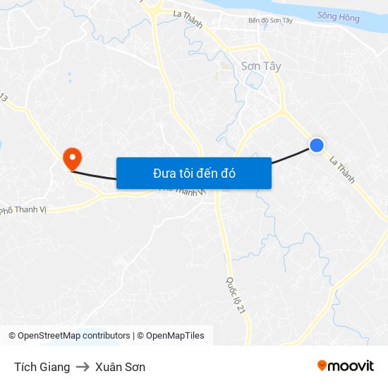 Tích Giang to Xuân Sơn map