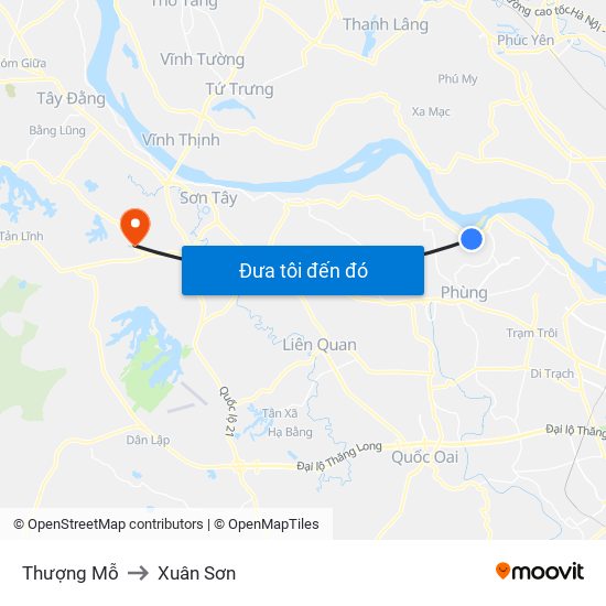 Thượng Mỗ to Xuân Sơn map