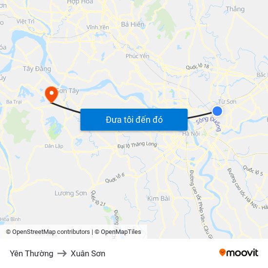 Yên Thường to Xuân Sơn map