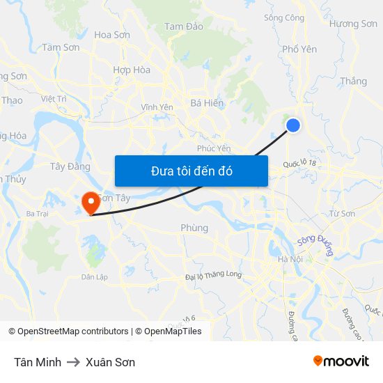Tân Minh to Xuân Sơn map