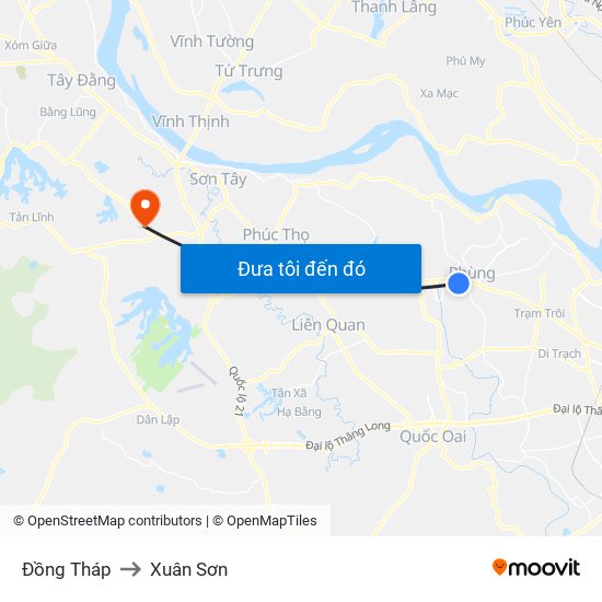 Đồng Tháp to Xuân Sơn map