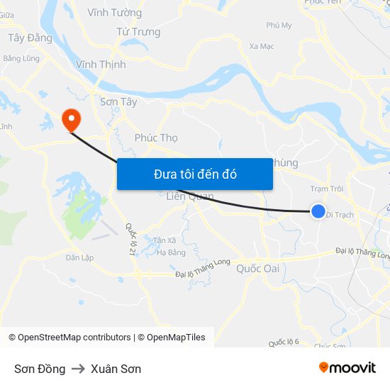 Sơn Đồng to Xuân Sơn map