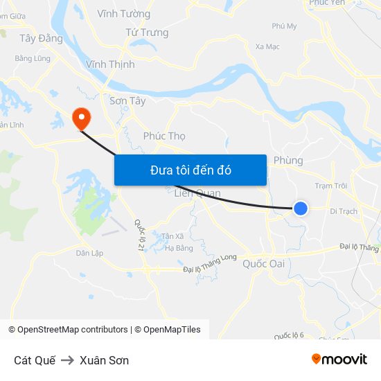 Cát Quế to Xuân Sơn map