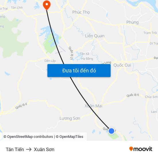 Tân Tiến to Xuân Sơn map