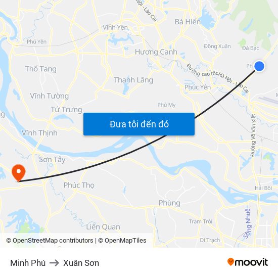 Minh Phú to Xuân Sơn map