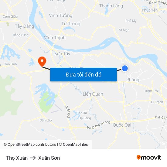 Thọ Xuân to Xuân Sơn map