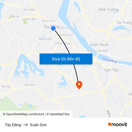 Tây Đằng to Xuân Sơn map