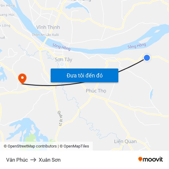 Vân Phúc to Xuân Sơn map