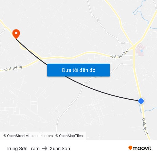 Trung Sơn Trầm to Xuân Sơn map