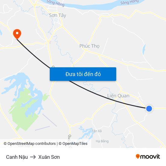 Canh Nậu to Xuân Sơn map