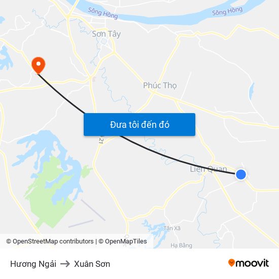 Hương Ngải to Xuân Sơn map