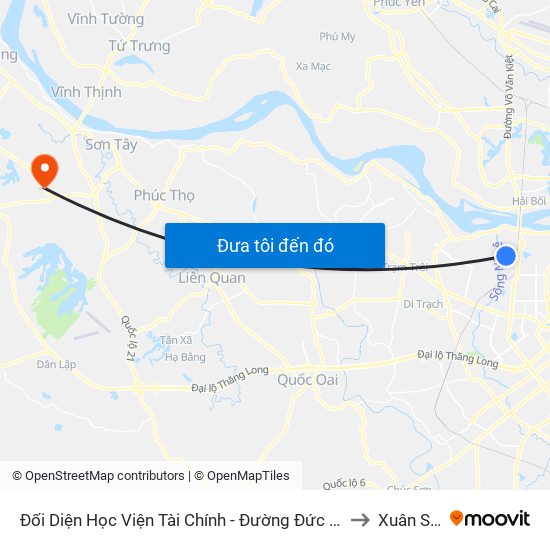 Đối Diện Học Viện Tài Chính - Đường Đức Thắng to Xuân Sơn map