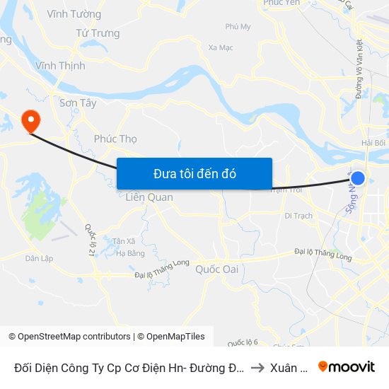 Đối Diện Công Ty Cp Cơ Điện Hn- Đường Đức Thắng to Xuân Sơn map