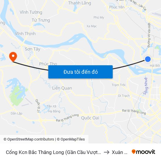 Cổng Kcn Bắc Thăng Long (Gần Cầu Vượt Bộ Hành) to Xuân Sơn map