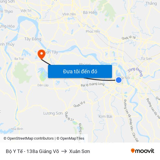 Bộ Y Tế - 138a Giảng Võ to Xuân Sơn map