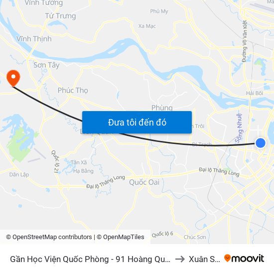 Gần Học Viện Quốc Phòng - 91 Hoàng Quốc Việt to Xuân Sơn map