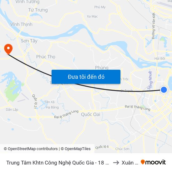 Trung Tâm Khtn Công Nghệ Quốc Gia - 18 Hoàng Quốc Việt to Xuân Sơn map