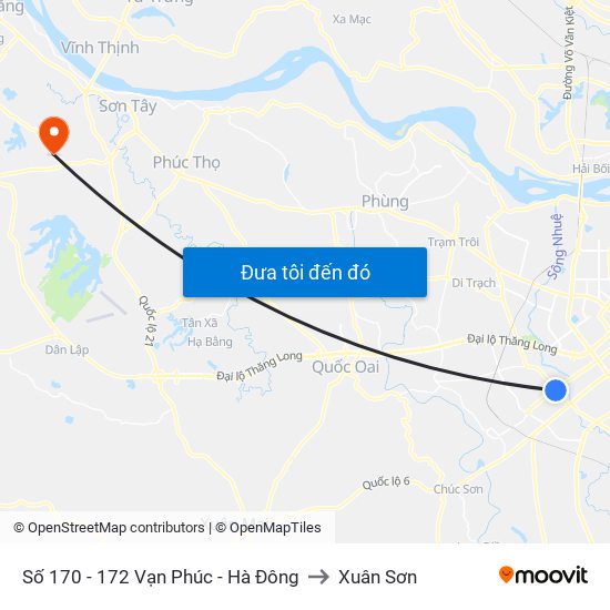 Số 170 - 172 Vạn Phúc - Hà Đông to Xuân Sơn map
