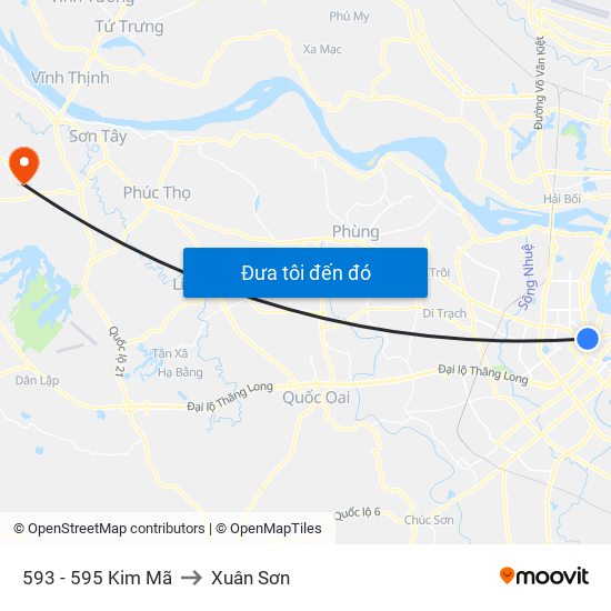 593 - 595 Kim Mã to Xuân Sơn map