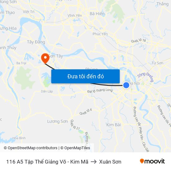116 A5 Tập Thể Giảng Võ - Kim Mã to Xuân Sơn map