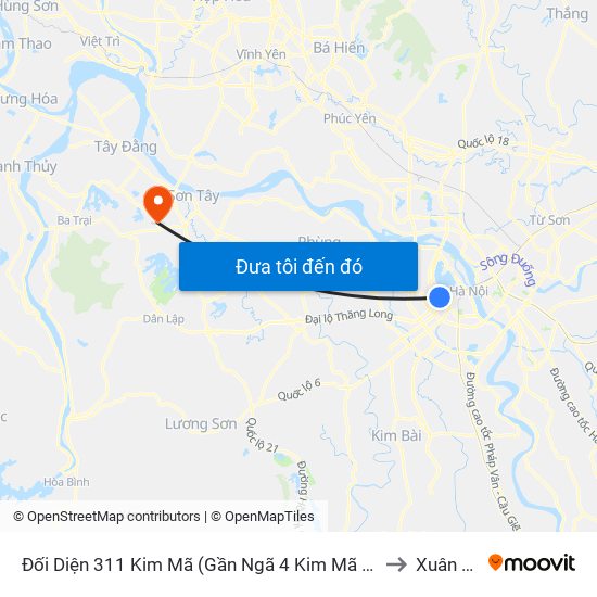 Đối Diện 311 Kim Mã (Gần Ngã 4 Kim Mã - Vạn Bảo) to Xuân Sơn map