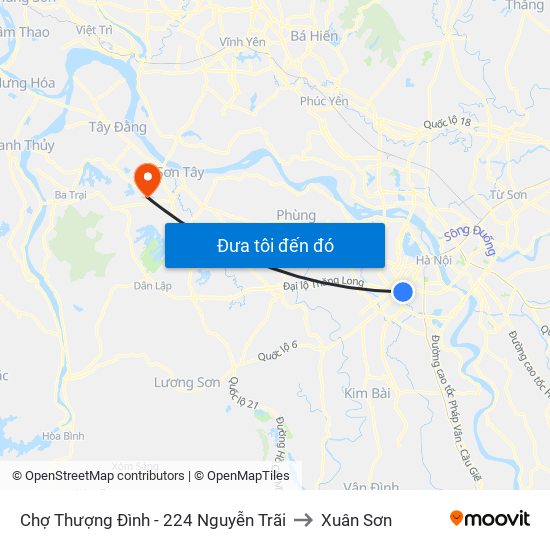 Chợ Thượng Đình - 224 Nguyễn Trãi to Xuân Sơn map