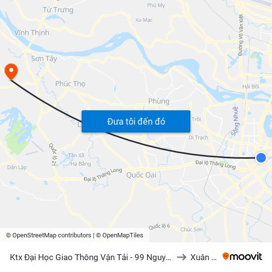 Ktx Đại Học Giao Thông Vận Tải - 99 Nguyễn Chí Thanh to Xuân Sơn map