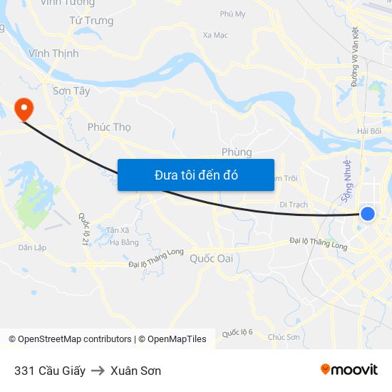 331 Cầu Giấy to Xuân Sơn map