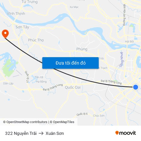 322 Nguyễn Trãi to Xuân Sơn map