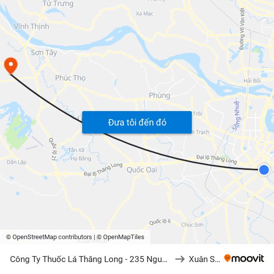 Công Ty Thuốc Lá Thăng Long - 235 Nguyễn Trãi to Xuân Sơn map