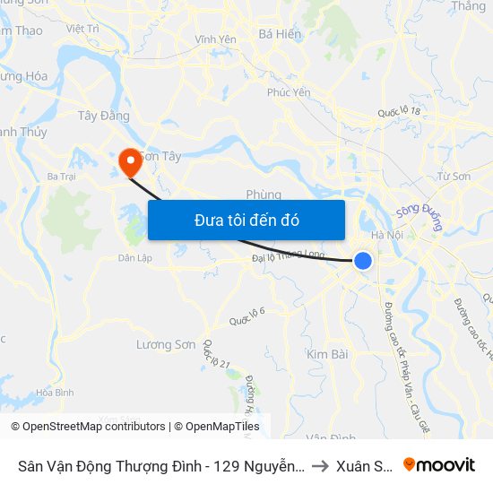 Sân Vận Động Thượng Đình - 129 Nguyễn Trãi to Xuân Sơn map