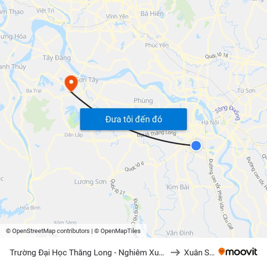 Trường Đại Học Thăng Long - Nghiêm Xuân Yêm to Xuân Sơn map