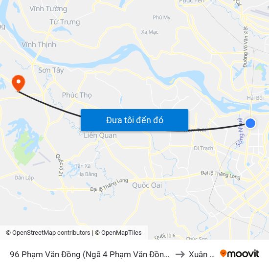 96 Phạm Văn Đồng (Ngã 4 Phạm Văn Đồng - Xuân Đỉnh) to Xuân Sơn map