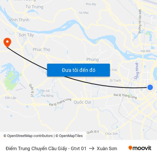 Điểm Trung Chuyển Cầu Giấy - Gtvt 01 to Xuân Sơn map