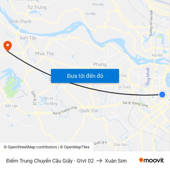 Điểm Trung Chuyển Cầu Giấy - Gtvt 02 to Xuân Sơn map