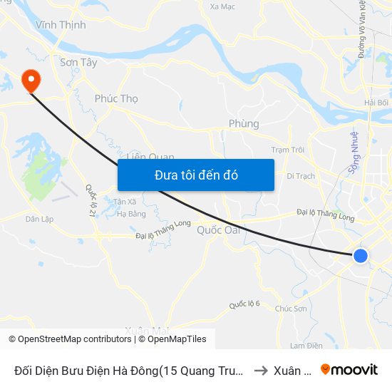 Đối Diện Bưu Điện Hà Đông(15 Quang Trung Hà Đông) to Xuân Sơn map