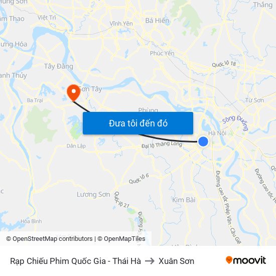 Rạp Chiếu Phim Quốc Gia - Thái Hà to Xuân Sơn map