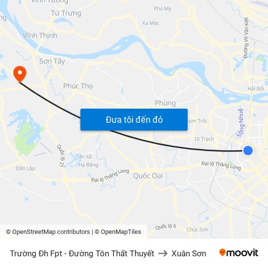 Trường Đh Fpt - Đường Tôn Thất Thuyết to Xuân Sơn map