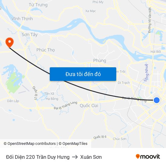 Đối Diện 220 Trần Duy Hưng to Xuân Sơn map