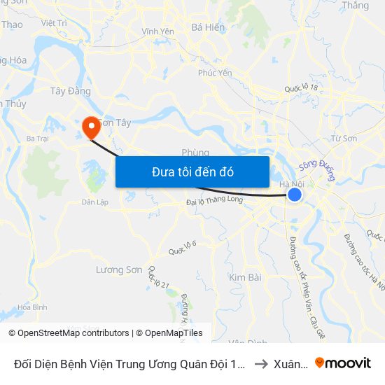 Đối Diện Bệnh Viện Trung Ương Quân Đội 108 - Trần Hưng Đạo to Xuân Sơn map