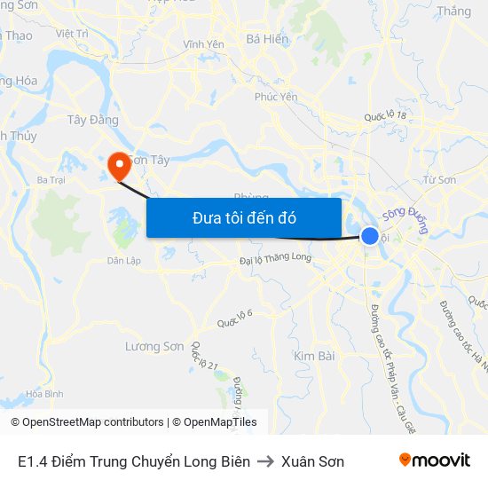 E1.4 Điểm Trung Chuyển Long Biên to Xuân Sơn map