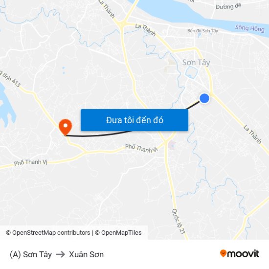 (A) Sơn Tây to Xuân Sơn map