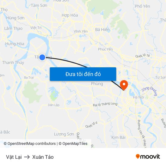 Vật Lại to Xuân Tảo map