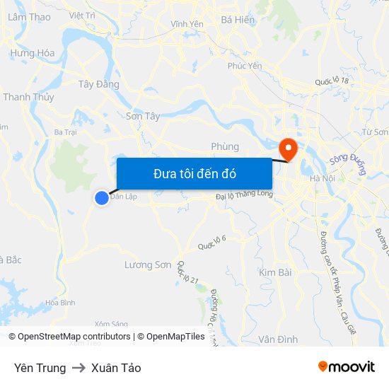 Yên Trung to Xuân Tảo map