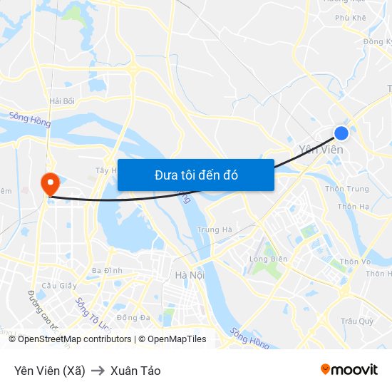 Yên Viên (Xã) to Xuân Tảo map