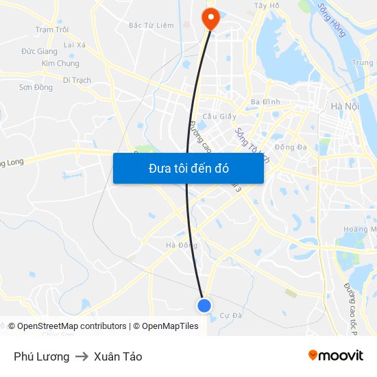 Phú Lương to Xuân Tảo map