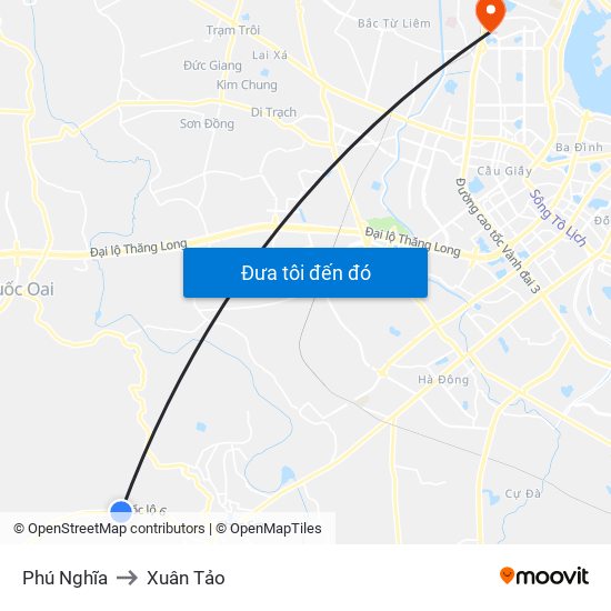 Phú Nghĩa to Xuân Tảo map